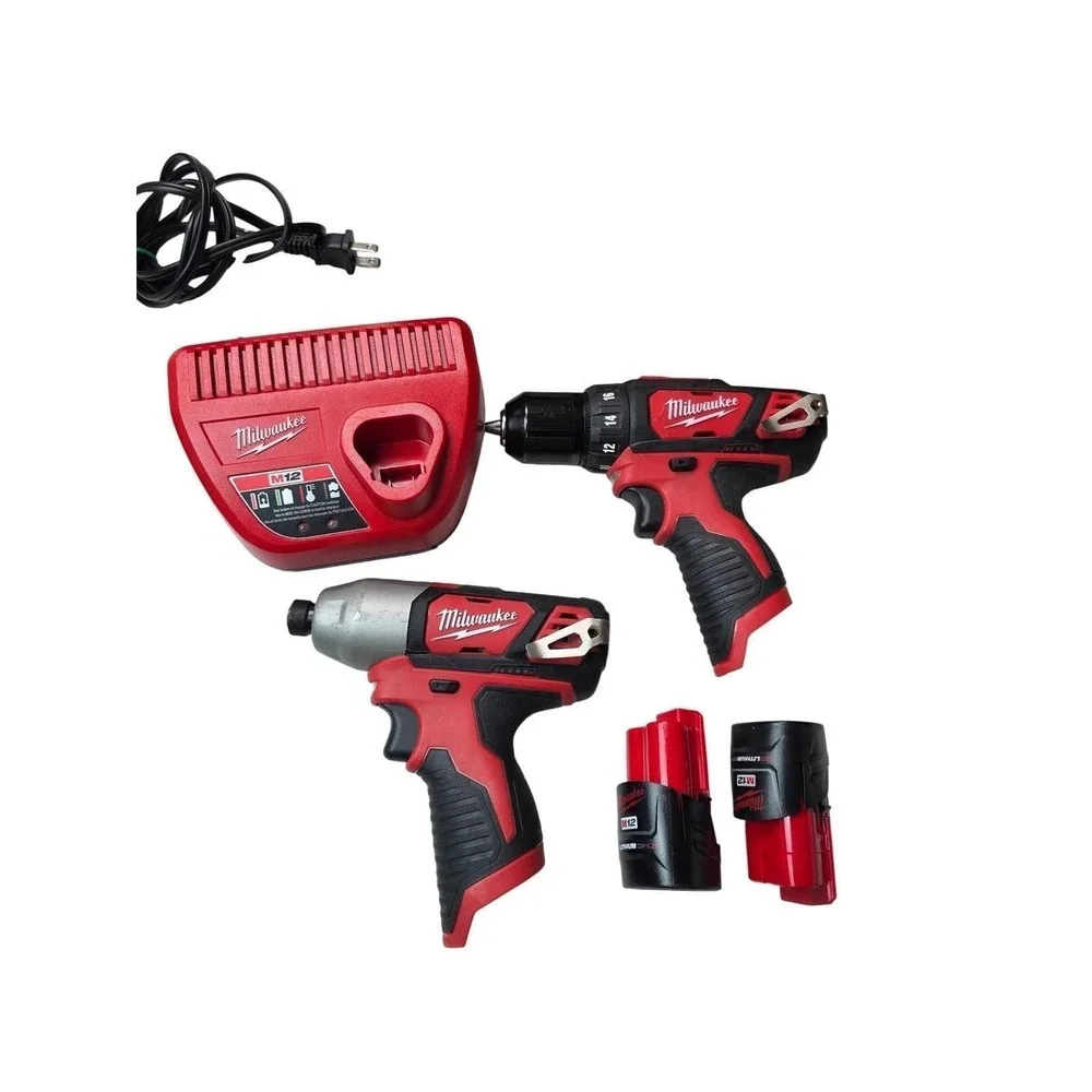 Milwaukee M12 Cordless Drill‎ and Impact Driver Combo Kit 2407-20 2462-20 Bag B3